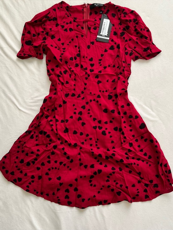 A x Dresses & Skirts - Short sleeve heart red dress lightweight summer romantic feminine